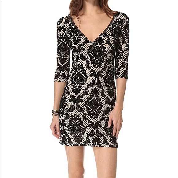 Free People Nude and Black Velvet Lace Dress - Picture 4 of 10